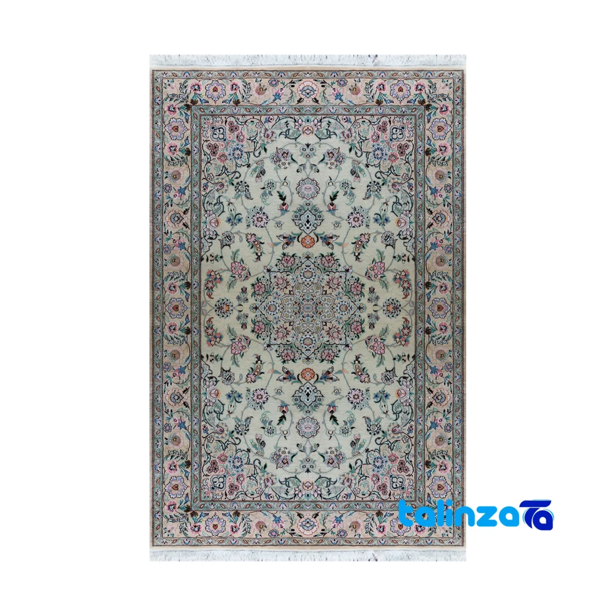 Nain Handwoven Rug Latchak Design Cream overall layout (Full spread)