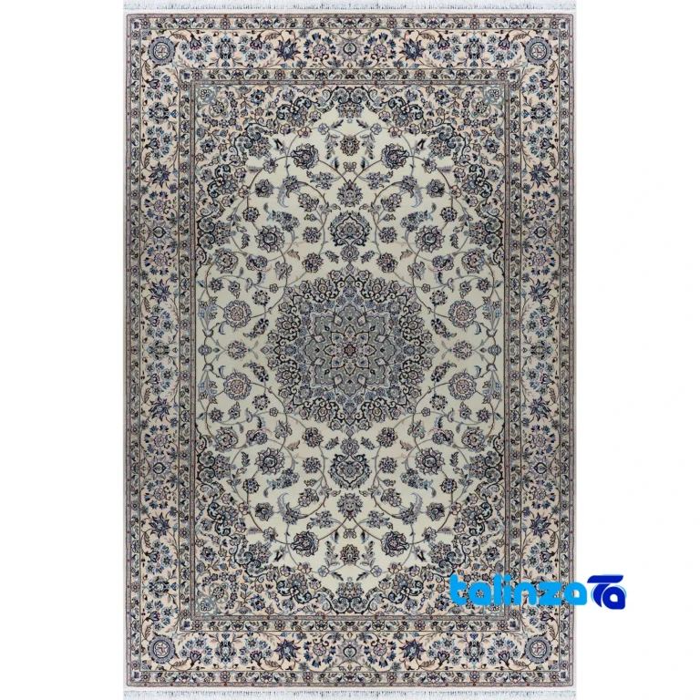 Top view of Nain Handwoven Carpet Latchak Design Cream 305x205x0. pattern and color tone