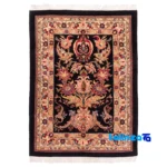 Top view of C Persia Handwoven Rug Floral Design Navy pattern and color tone