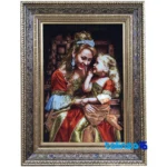 Mahatma Handmade Carpet Art Mother Design - Top view showing pattern and color tone