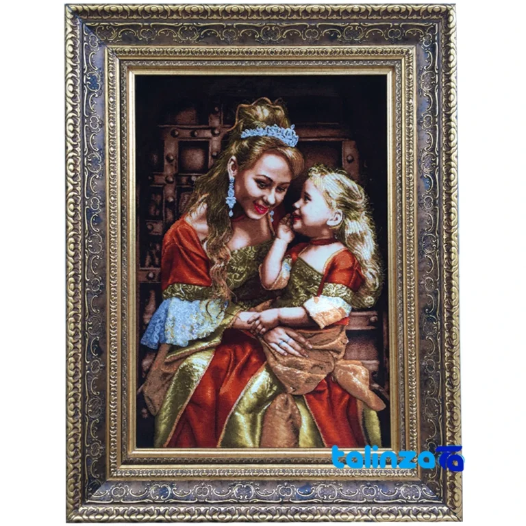 Mahatma Handmade Carpet Art Mother Design - Top view showing pattern and color tone