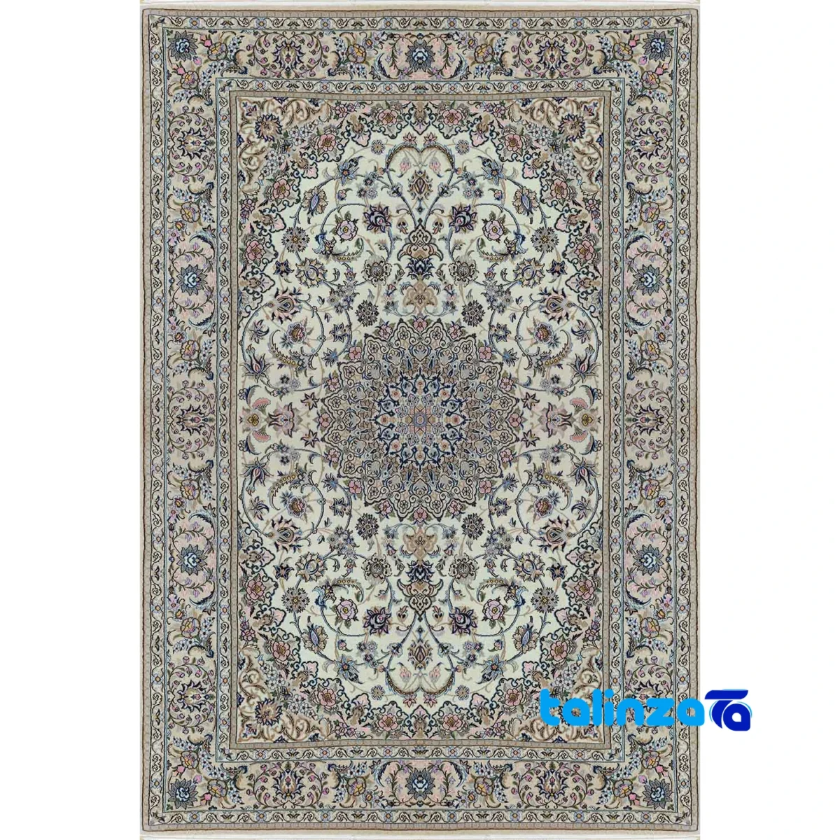 Top view of Nain Handwoven Carpet Lajak Toranj Design pattern and color tone