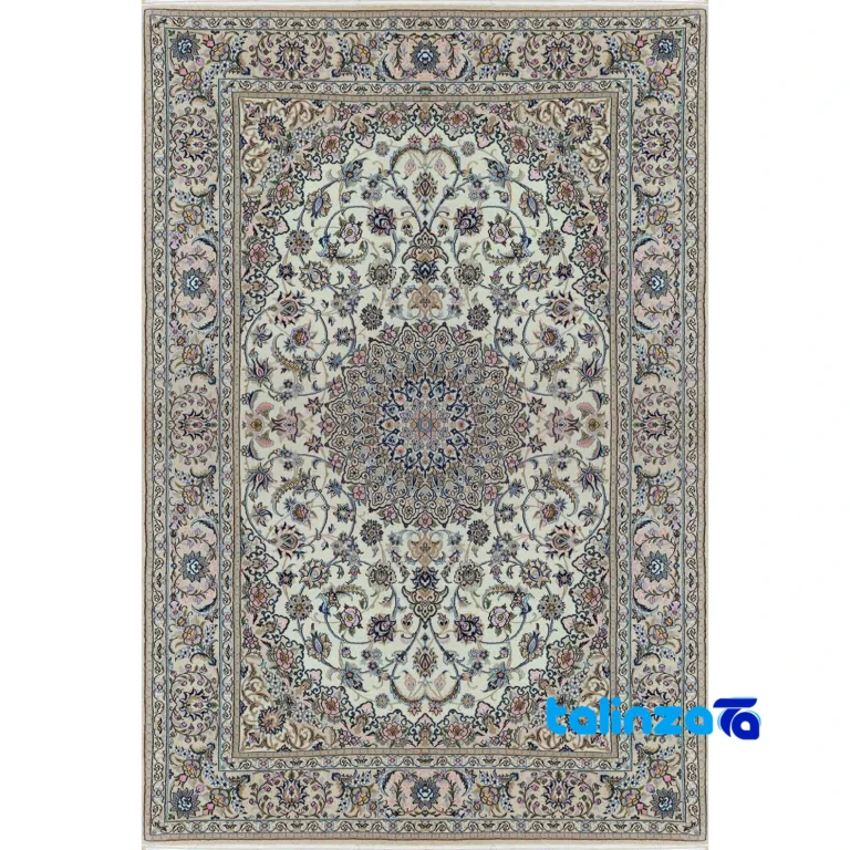 Top view of Nain Handwoven Carpet Lajak Toranj Design pattern and color tone
