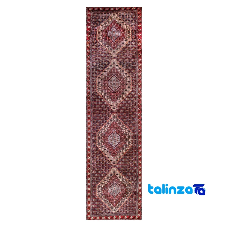 Senandaj Handwoven Runner Rug - Traditional Fish Design pattern and color tone (Top view)