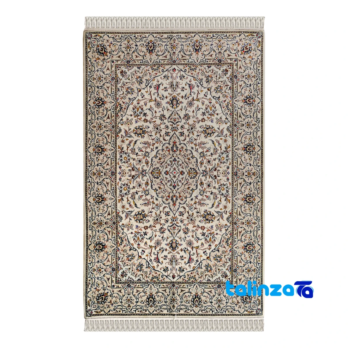 Kashan Handmade Rug Cream Rectangular Design pattern and color tone (Top view)
