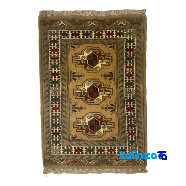 Turkmen Handwoven Rug 0. Unique Design pattern and color tone (Top view)