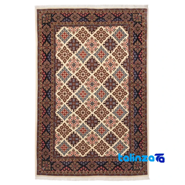 Cypress Persian Handwoven Rug Geometric Design - Top view showing pattern and color tone