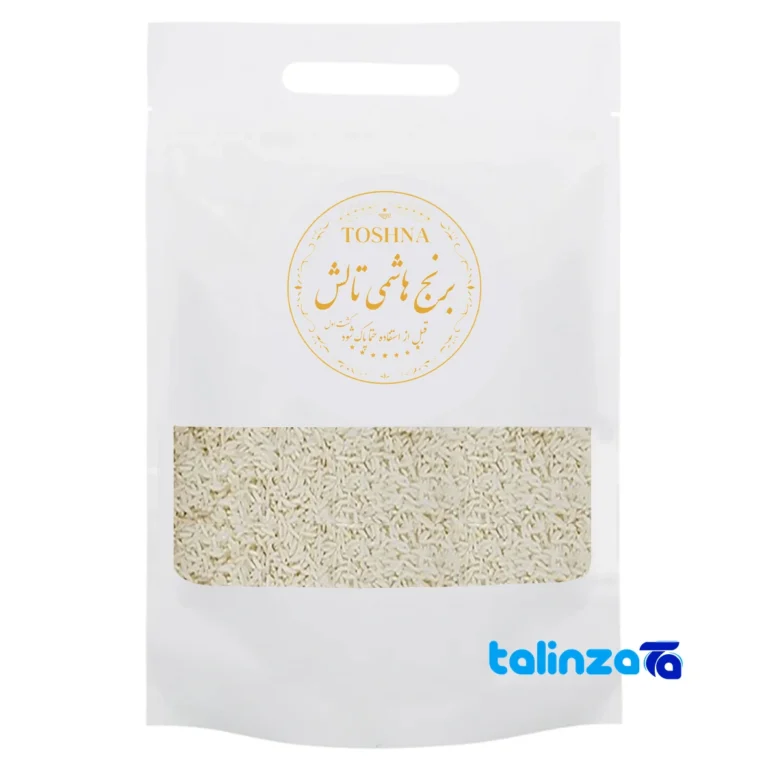 Toshna Hashemi Rice - Front view pack label and ingredients