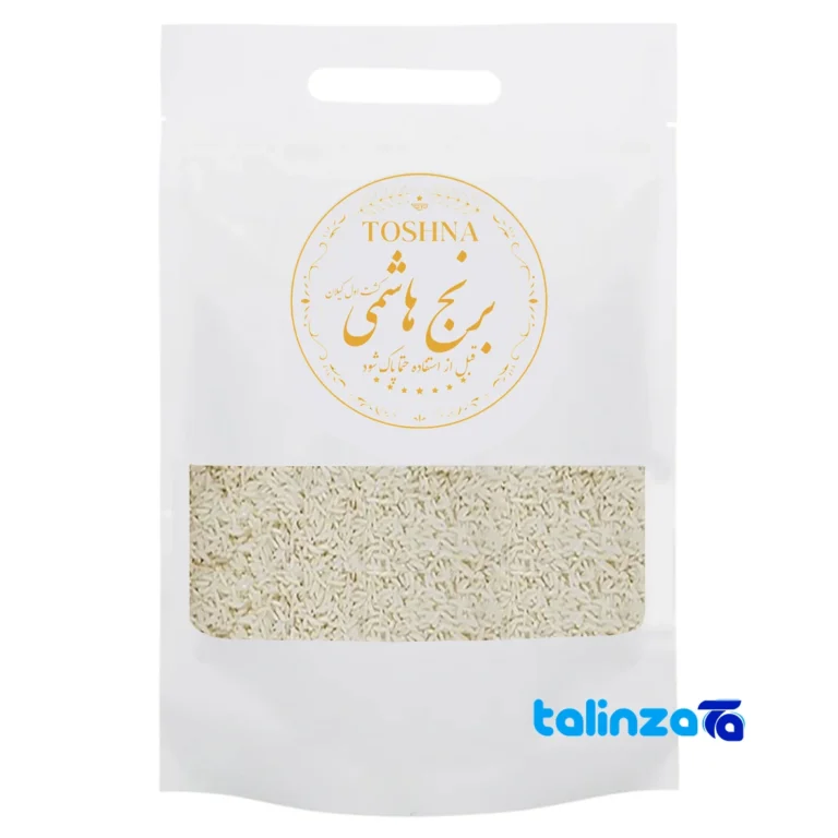 Toshna Hashemi Rice - Front view pack label and ingredients