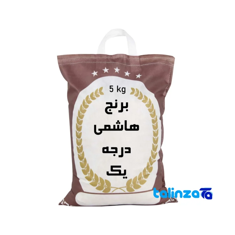 Tarom Hashemi Rice - Front view bag label and weight
