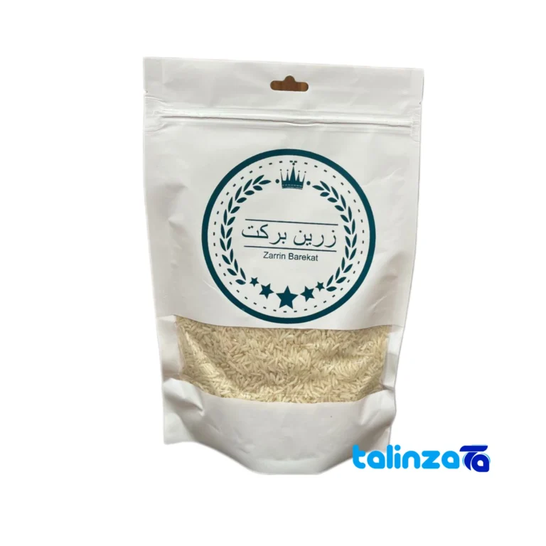 Organic Tarom rice - Front view pack label and ingredients