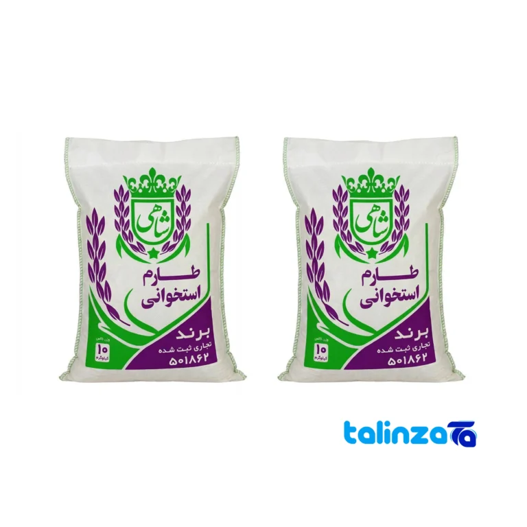 Tarom rice - Front view bag label and weight