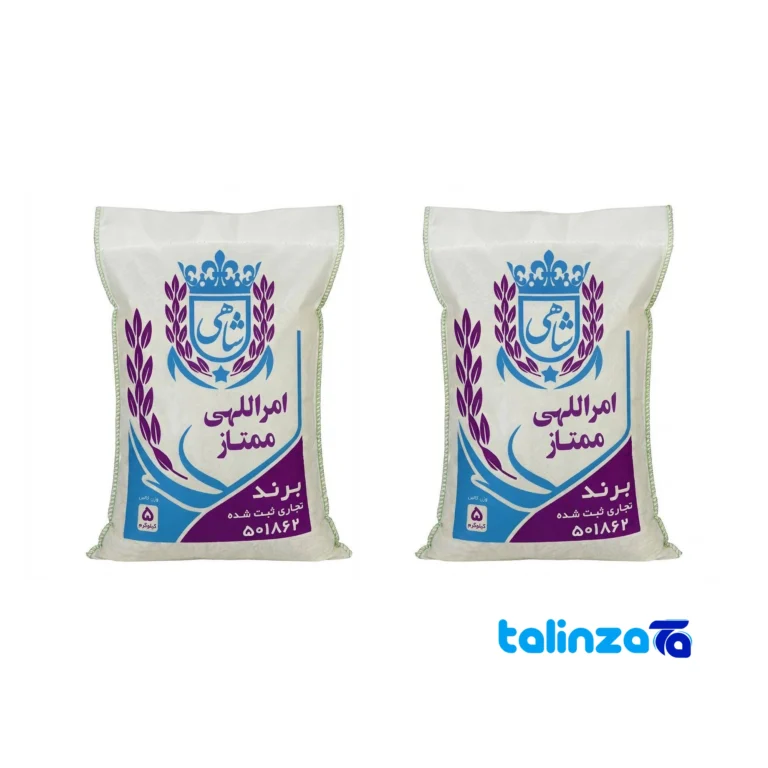Amrollahi Tarem rice - Front view bag label and weight