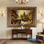 handmade Tabriz carpet wall art - Top view pattern and color tone