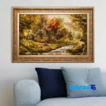 handwoven carpet wall art - Top view pattern and color tone
