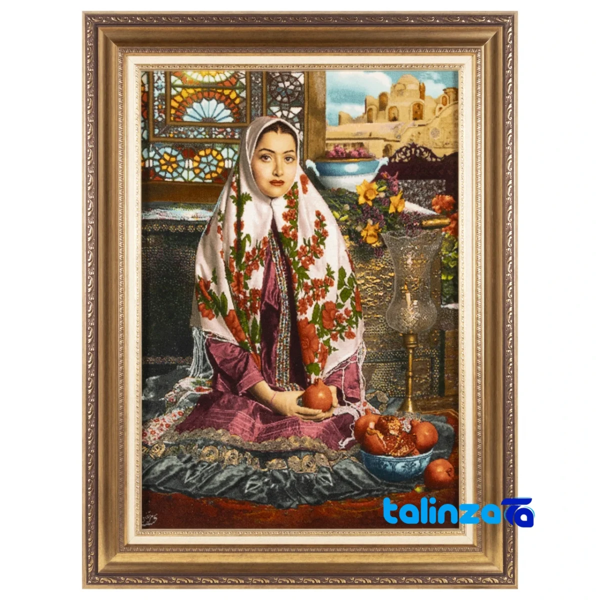 handwoven carpet wall art - Top view pattern and color tone