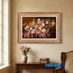 handwoven carpet wall art - Top view pattern and color tone