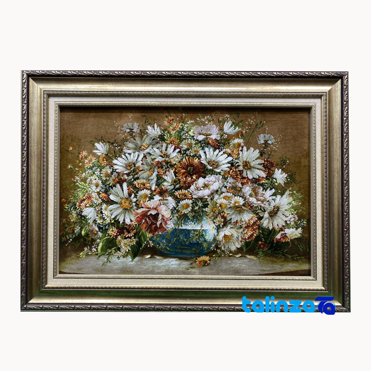 Handmade Flower Tapestry - Front view design and key details