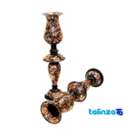 Packaging view of Copper Mirror Candleholder Royal Diamond Set 72 x 22 label and