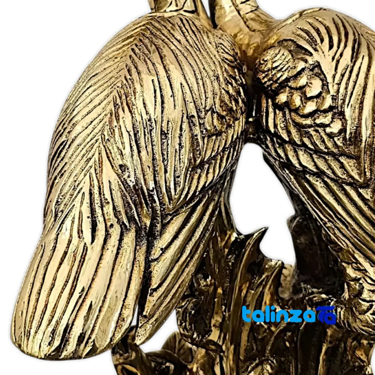 Brass Crane Sculpture Love Model - Packaging view showing label and