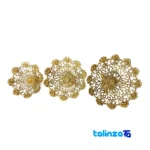 Brass Fruit Bowl Set Floral Design saffron strand quality (Close-up)