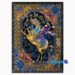 Detail view of Handmade Fantasy Tapestry Hunting Scene pile texture close-up