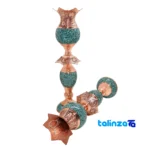 Packaging view of Boteh Jaqeh Mirror Candlestick Set Nafis Copper label and
