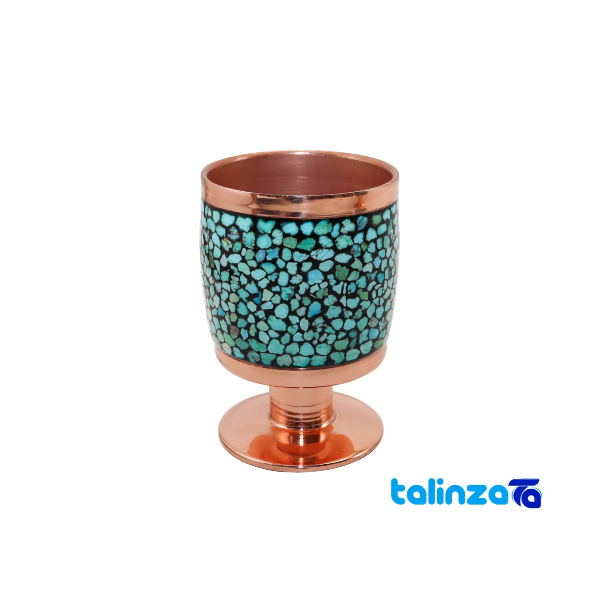 Packaging view of Royal Turquoise Inlaid Jug Goblet Set Decorative, functional label and