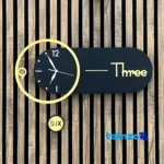 Detail view of Art Novin Modern Wall Clock Stylish Design Quartz movement and rear mount
