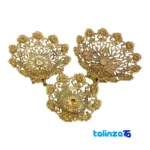 Seal view of Brass Fruit Bowl Set Floral Design packaging security
