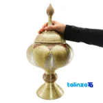 Detail view of Faakhir Royal Copper Inlaid Candy Bowl Vase Set 54 x 20 finish and material