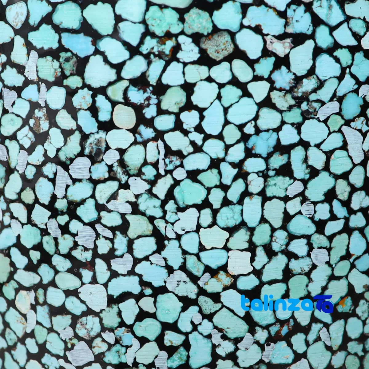 Detail view of Royal Turquoise Inlaid Jug Goblet Set Decorative, functional finish and material