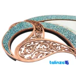 Side view of Boteh Jaqeh Mirror Candlestick Set Nafis Copper profile and structure