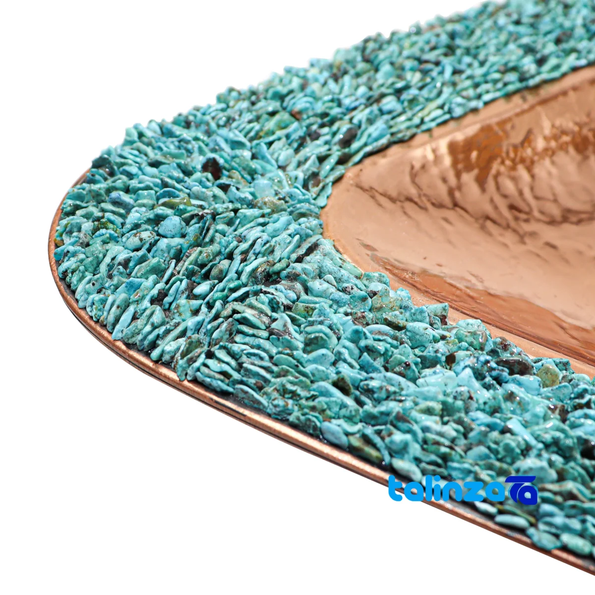Side view of HQ3225Magnificent Art Turquoise Inlaid Candy Bowl Plate Set profile and structure