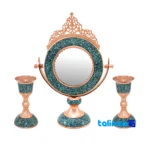 Side view of Crowned Turquoise Haftsin Decorative Set 301211 86 x 10 profile and structure
