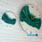Resin Wall Clock Decorative Design with Key Holder styling and size reference (In-room view)