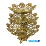 Brass Fruit Bowl Set Floral Design - Side view showing box profile and sealing