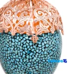 Front view of Magnificent-Art Turquoise Mirror Candleholder Set Decorative Copper design and key details