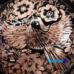 Magnificent Art4533 Copper Serving Bowl Plate Set Handcrafted - Front view showing design and key details