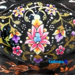 Front view of Turni Copper Nut Dish Vase Set Diamond Engraved Handmade design and key details