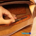 Packaging view of Handmade Leather Bag LM332 Unique Design label and