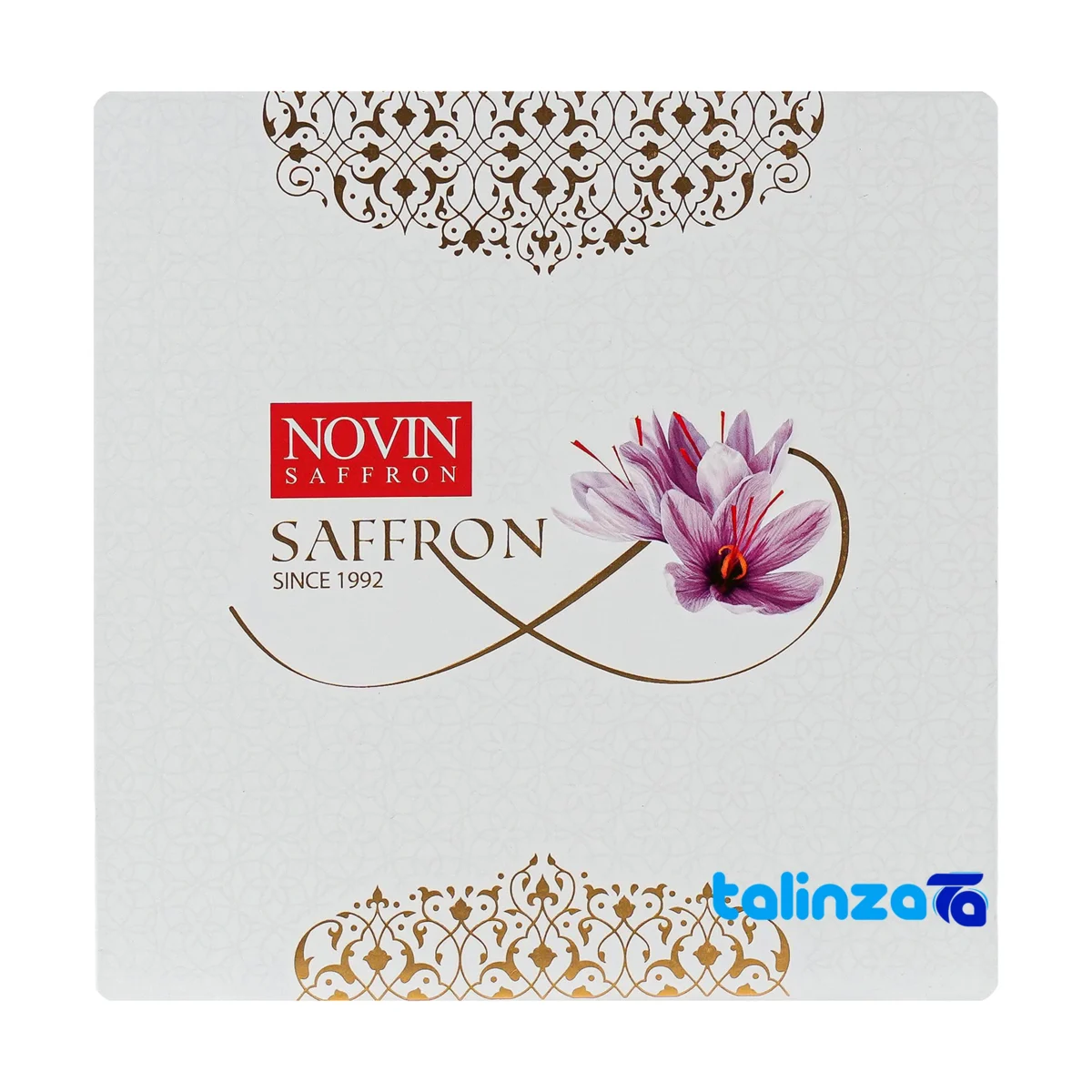 Packaging view of Novin Saffron Premium Pack Two Sachet label details and finish