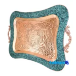Side view of Shahpasand Turquoise Copper Tea Set 47 x 33 profile and structure