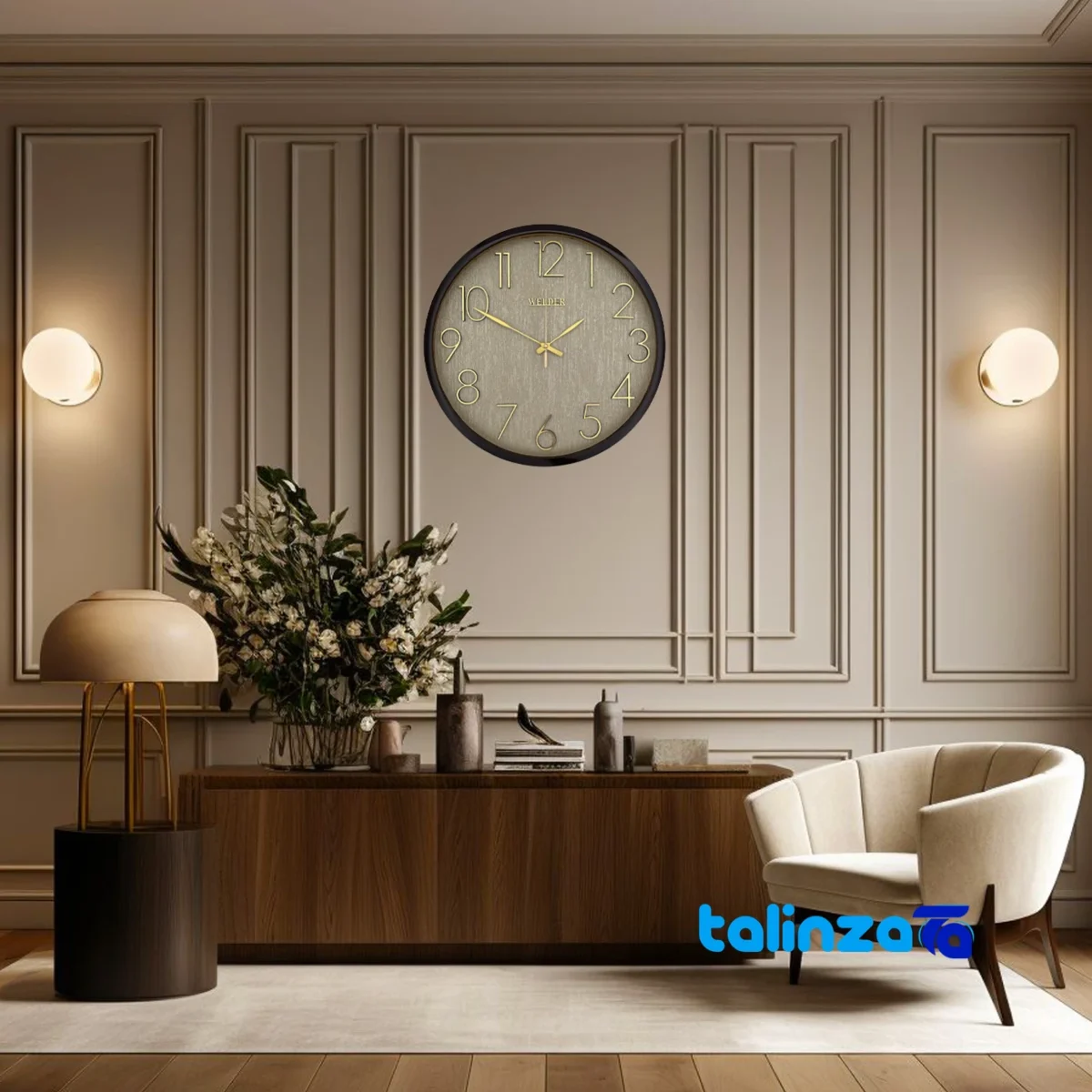 Side view of Wilder Quartz Wall Clock Model 404 frame depth and profile