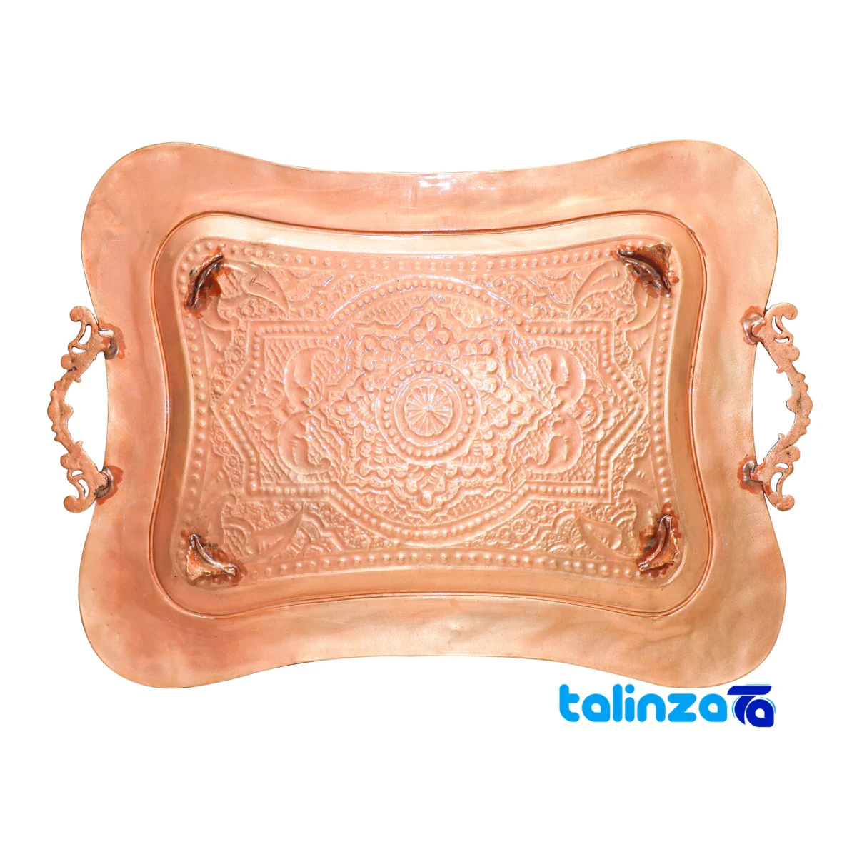 Packaging view of Shahpasand Turquoise Copper Tea Set 47 x 33 label and
