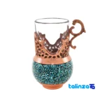 Detail view of Shahpasand Turquoise Copper Tea Set 47 x 33 finish and material