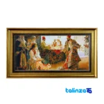 Detail view of Tablo Farsh Brand Handwoven Design Carpet Art pile texture close-up