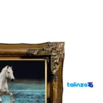 Detail view of Handmade Carpet Wall Art Horses Model 8361 pile texture close-up