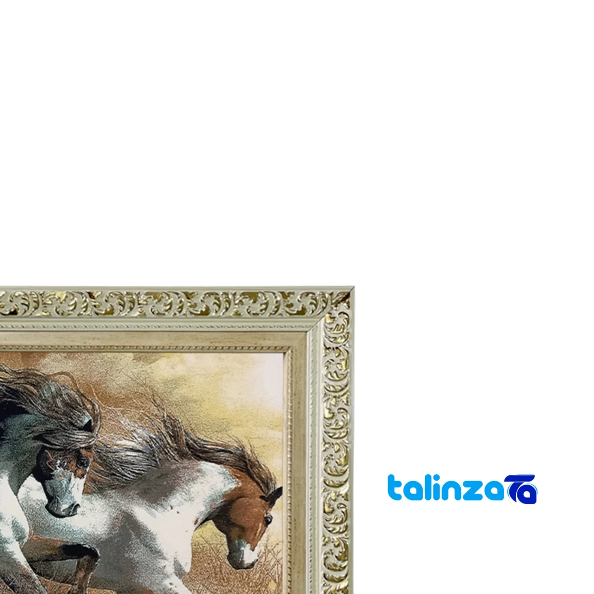 Detail view of Handmade Design Carpet Tapestry Horses Model 8255 pile texture close-up