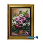 Detail view of Golestan Machine-Woven Carpet Wall Art Floral Design pile texture close-up